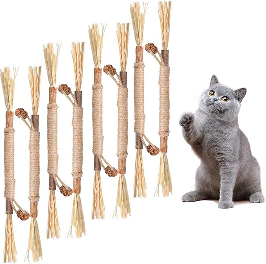 Silvervine Sticks for Cats 8 Pack Natural Cat Chew Toy Teeth Cleaning Edible Matatabi Dental Care Kitty Chew Sticks Catmint Cat Nip Treat Stick for Bored Indoor Kitty Calm Anxiety and Stress