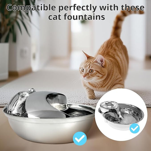 Cat Water Fountain Filters, 3 Pack Replacement Filters for Ceramic & Stainless Steel Fountains Automatic Pet Fountain Dog Water Dispenser (6 Pack)
