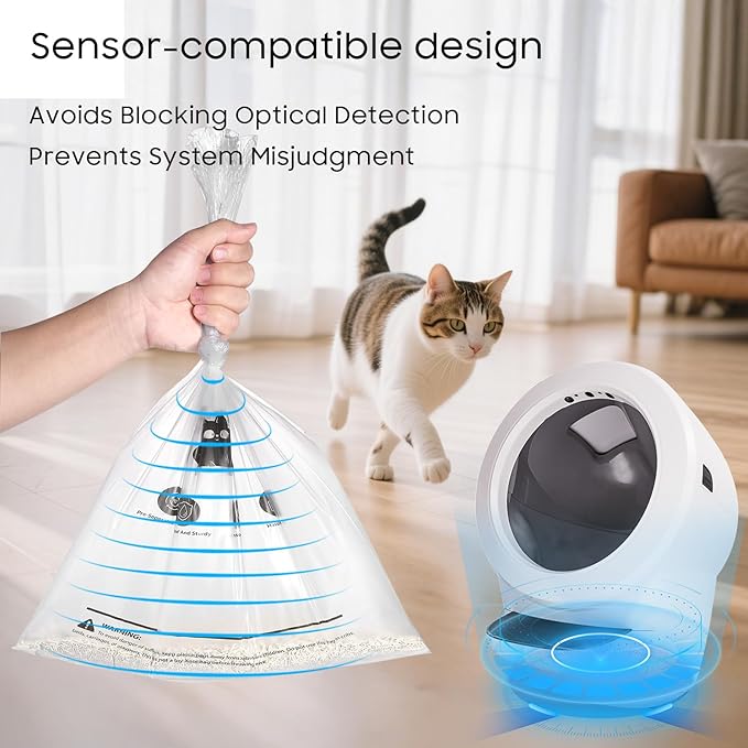 90 Pack Cat Litter Box Robot 4 and 3 Waste Bags, Tear-free, Transparent, Sensor-compatible, Automatic Litter Box Liners Bags, 9-11 Gallon Capacity