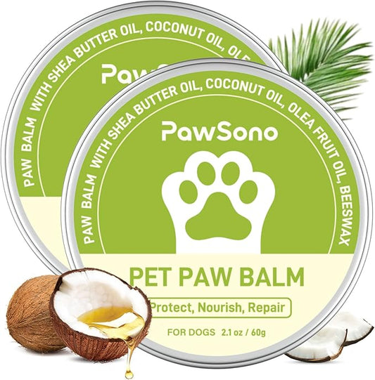 Lick-Safe Dog Paw & Nose Balm with Coconut Oil | All-Natural Paw Moisturizer & Cream for Dry, Cracked Pads & Snouts| Paw Wax & Soother, Nose Butter for Bulldogs| Horse Hoof Care (2.1 oz*2)