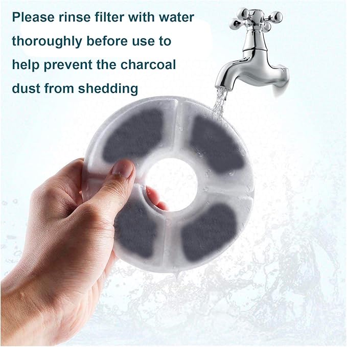 Cat Water Fountain Filters 6 Pack,50% More Activated Carbon,Genuine Cat Flower Fountain Replacement Filters, Fit for Most Dog Pet Drinking Dispenser Triple Filtration (Not for Catit)