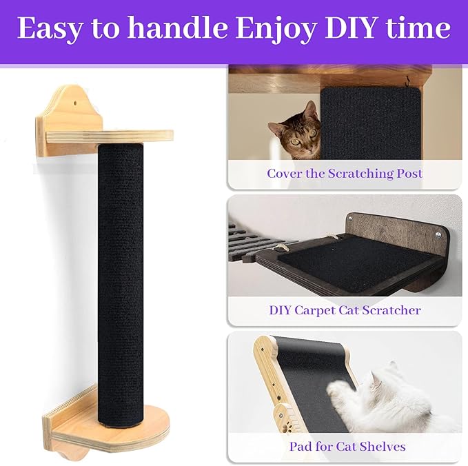 Uranshin Trimmable Self-Adhesive Scratch Mat - Carpet Covered Cat Scratch Post & Furniture Protector (78.7"x15.8")