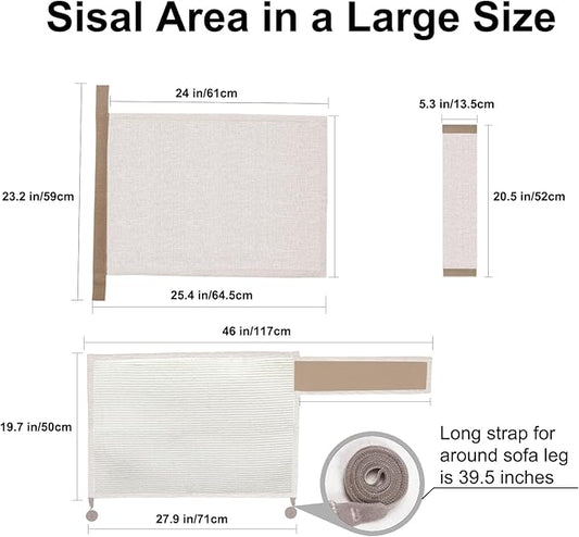 Cat Scratch Sofa Protector,27.6L*19.6Winch Cat Scratch Furniture Protector Pad Couch Arm Sheild with Natural Sisal for Protecting Couch Sofa Chair Furniture(Beige/Right Handed