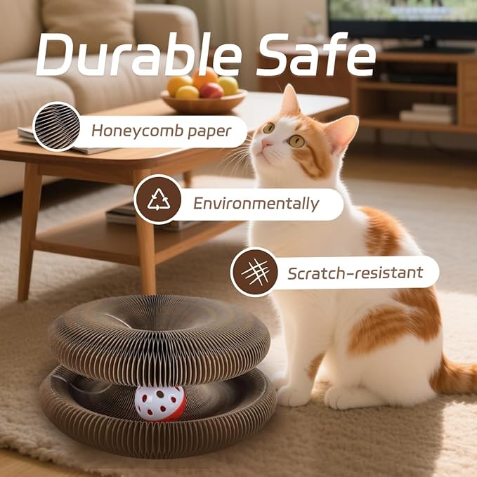 2 Pcs Kitty Kurlz cat Toy Magic Organ Cat Scratching Board Toy Kitty curlz Foldable Accordion Cats Toy (2pcs)