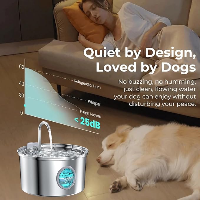 Pawira Water Fountain for Cats, 2025 Upgraded 3.2L/7L Stainless Steel Cats & Dogs Water Fountain with Filter Sets, Multi-Filtration, Whisper Quiet, Easy to Clean (3.2L/112oz, Type C + 4 Filter)