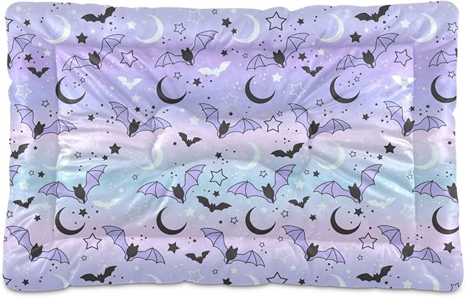 Purple Bat Moon Pet Bed Cute Dog Bed Mat Absorbing Non Slip Pad Pet Sleeping Mat for Small, Medium, and Large Dogs Puppy Cat 24 in x 18 in
