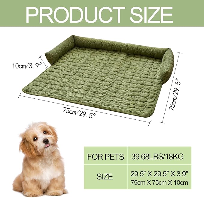 Dog Bed Mat - Washable Pet Furniture Protector with Anti-Slip Bottom for Small Dogs and Cat(Green)