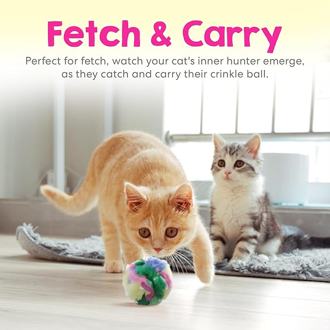 Large Cat Crinkle Ball Toy – 24-Pack of 2.5" Lightweight Indoor Kitten Toy – Soft, Sparkle, Interactive, Safe for Pets, Kittens & Cats, Enrichment & Birthday Gift, Alternative Foil-Like Toy Balls