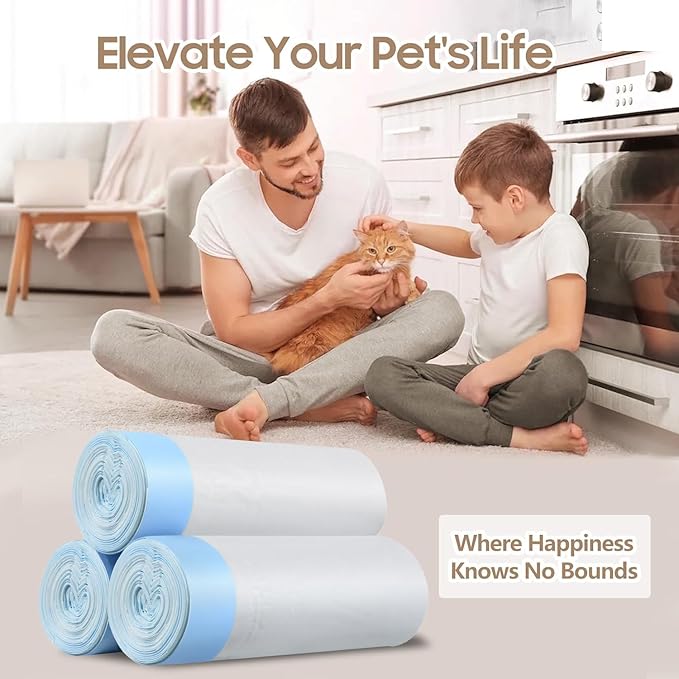 54 Pack Litter Box Liners Compatible with Safe Pets ScoopFree Crystal Pro Cat Litter Box, Large Cat Waste Poop Bags with Drawstring Heavy Duty Tear-free- 37" x 13"(Cardboard NOT Included)