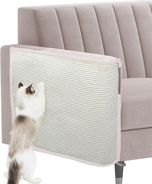 Cat Scratch Sofa Protector,27.6L*19.6Winch Cat Scratch Furniture Protector Pad Couch Arm Sheild with Natural Sisal for Protecting Couch Sofa Chair Furniture(Beige/Right Handed