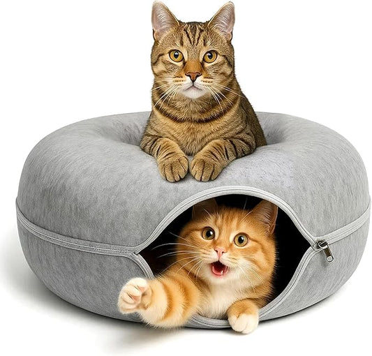 Cave Pet Bed for Cats Calming Anti Anxiety Crate Bed Machine Washable Breathable Soft Padding (24" L x 24" W x 12" H)