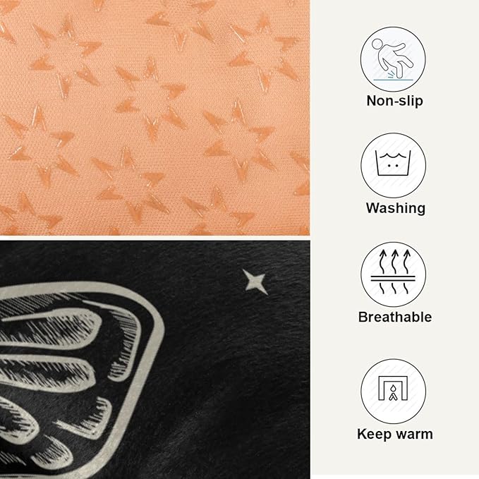 Pet Bed Gothic Skull Butterfly Moth Dog Bed Mat Absorbing Non Slip Pad Pet Sleeping Mat for Small, Medium, and Large Dogs Puppy Cat 36 in x 24 in