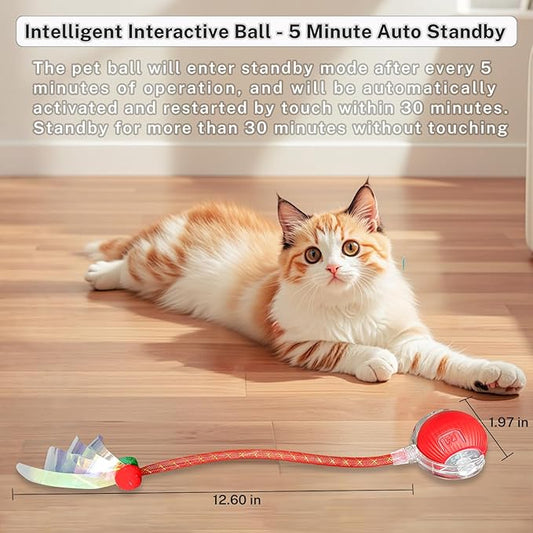 New Upgraded Cat Ball Toy - Speedy Tail 2.0 Cat Toy, Interactive Cat Toy Ball, Stimulating Toys and Juguetes para Gatos, Cat Toys for Bored Indoor(Sound Switchable) (Blue)