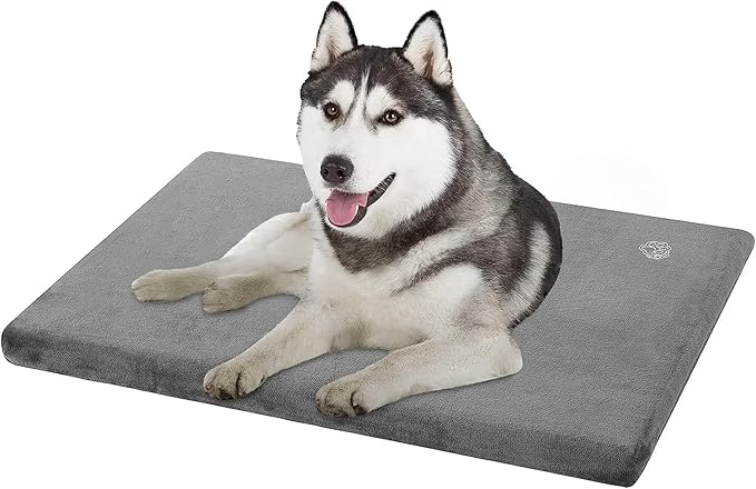 EMPSIGN Stylish Dog Bed Mat Dog Crate Pad Mattress Reversible (Cool & Warm), Water Proof Linings, Removable Machine Washable Cover, Firm Support Pet Crate Bed for Small to XX-Large Dogs, Grey