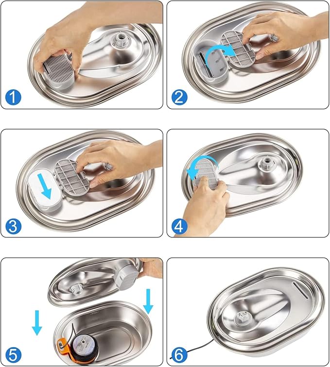 Cat Water Fountain Filters, 12 Pack Pet Replacement Filters with 12 Sponges for Stainless Steel 67oz/2L, 108oz/3.2L and 135oz/4.0L Faucet-Shaped Pet Water Fountain Dog Water Dispenser