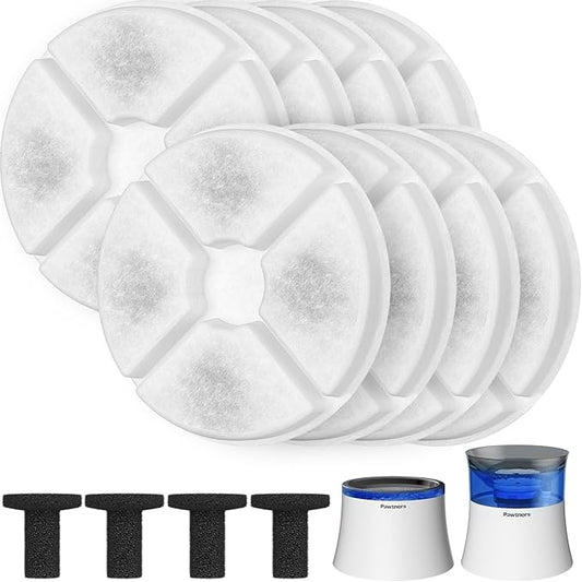 Pawtners 8 + 4 Packs Replacement Filters for LD.2524 & LD.2523 Pet Water Fountain, Multiple Filtration Material, Replacement Filter for Pet Cats Dogs Water Fountains