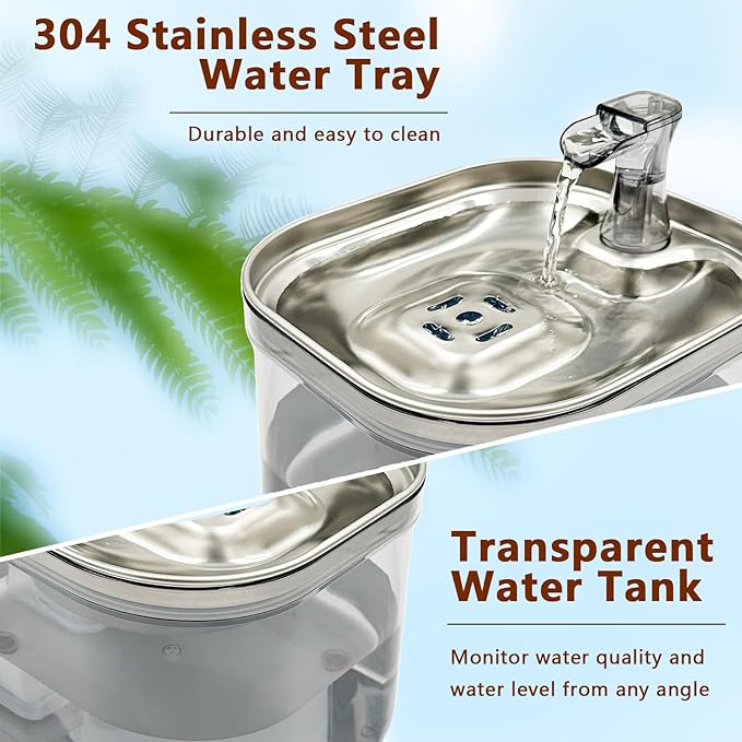 Cat Water Fountain, 85oz/2.5L Pet Water Fountain, Automatic Cat and Dog Water Dispenser for Cats, Dogs, Multiple Pets