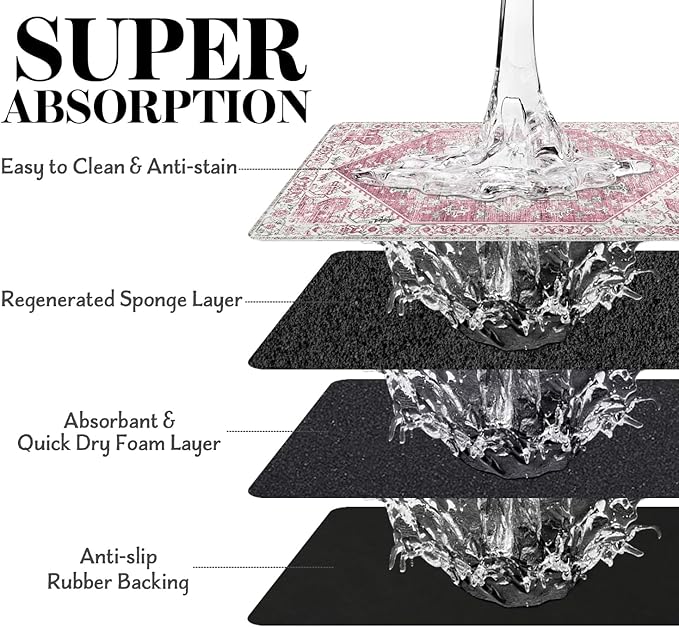 Dog Food Mats for Floors, Absorbent Dog Bowl Mat for Food and Water Dispenser Mat, Quick Dry Cat Food Mat Pet Supplies