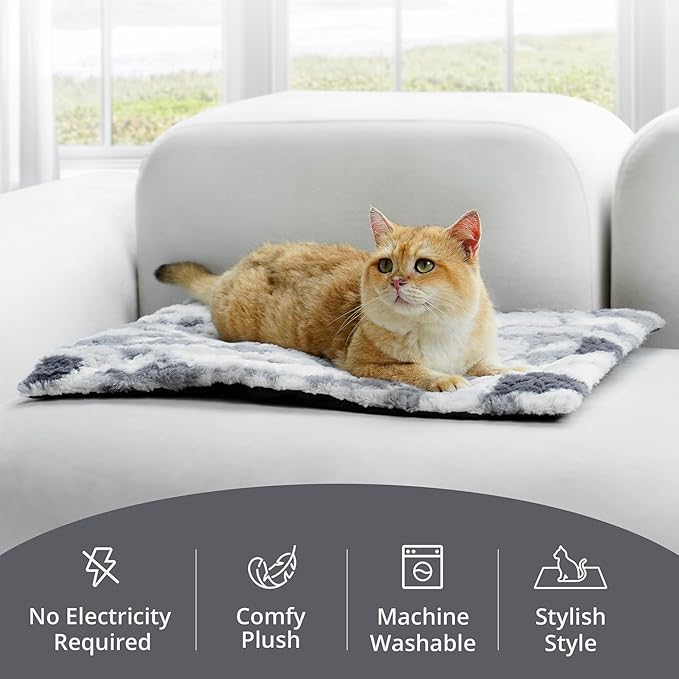 Self Warming Cat Bed, 30" x 20" Ultra Soft Cat Dog Pet Heating Pad for Indoor Outdoor, Non-Slip Heated Dog Mat Thermal Blanket