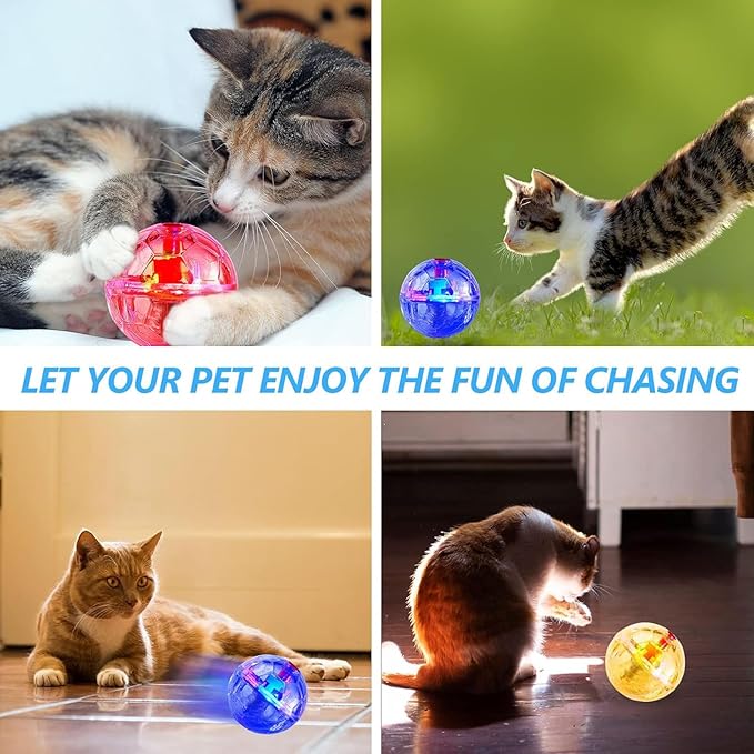 Sratte 6 Pieces Ghost Hunting Cat Ball Activated Cat Toy Motion LED Light Pet Balls Motion Dog Interactive Toys Pet Glowing Mini Running Exercise Supplies for Animals Activity(Clear)