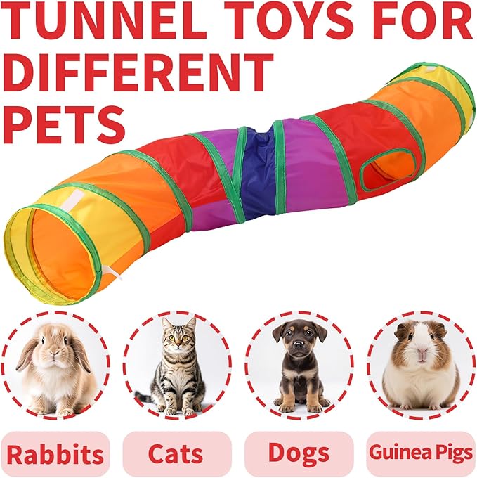 Coolcandy Cat Tunnel & Interactive Cat Toy Indoor, S-ShapeTunnel Toys for Indoor Cats, Collapsible Interactive Peekaboo Cave with Play Ball, for Multi-Way Play & Small Animals