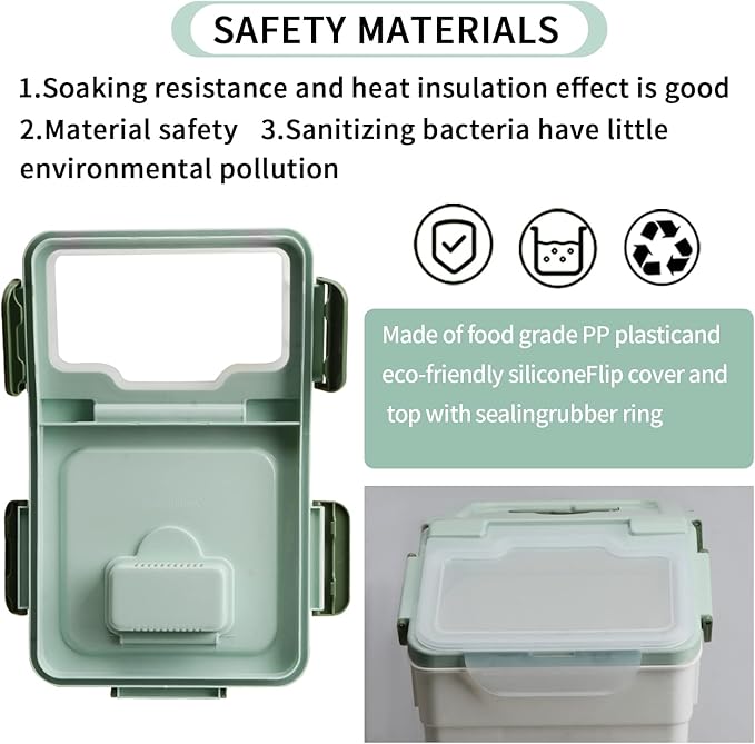 AnRui Airtight Flour Storage Container 25lb, Plastic Grain Storage Bucket, Rice Cereal Dispenser Organizer Box with Lid, Cat Dog Food Storage Bin with Measuring Cup, Scoop, Wheels, 2Pcs Green