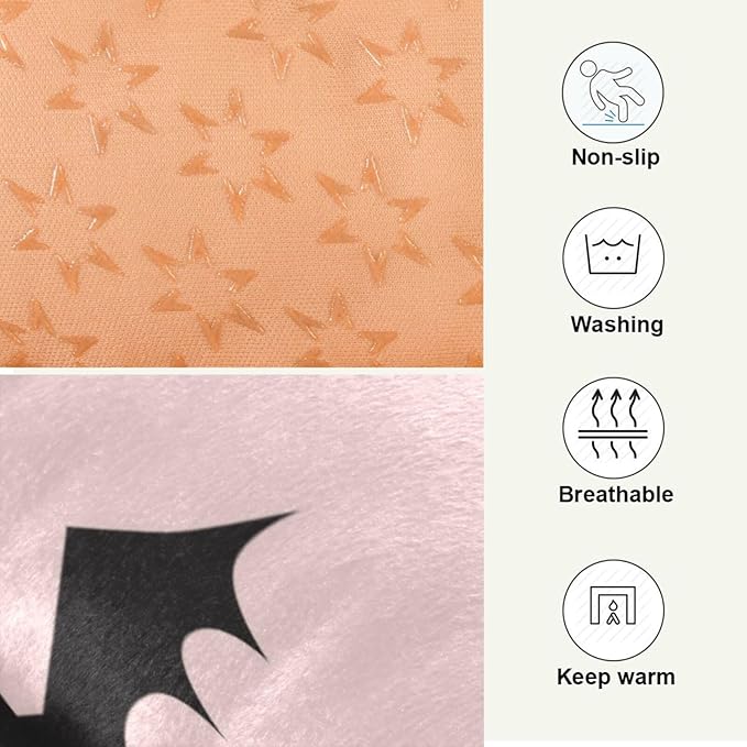 Halloween Bats Pink Pet Bed Cute Dog Bed Mat Absorbing Non Slip Pad Pet Sleeping Mat for Small, Medium, and Large Dogs Puppy Cat 24 in x 18 in
