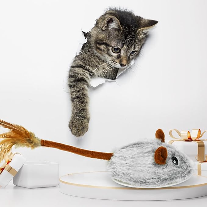 APP & Bluetooth Remote Control Cat Toy - Auto Moving, USB Rechargeable Interactive Mouse Toy for Indoor Cats - Red