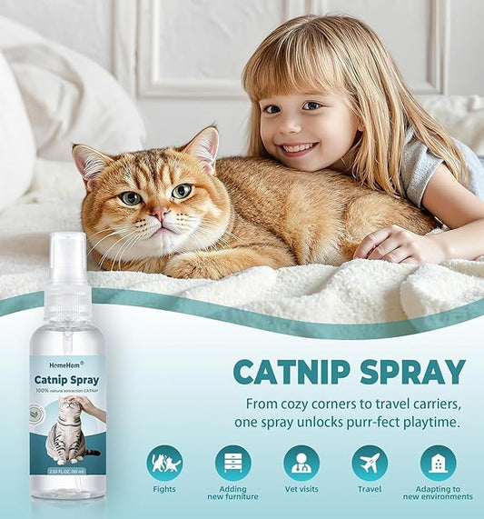 Organic Extra Strength Catnip Spray for Cats & Kittens - Highly Potent Calming Spray, Stress Relief Indoor Cats, Renews Toys & Scratchers,Natural Mess-Free Formula + Potent Catnip (2 oz)