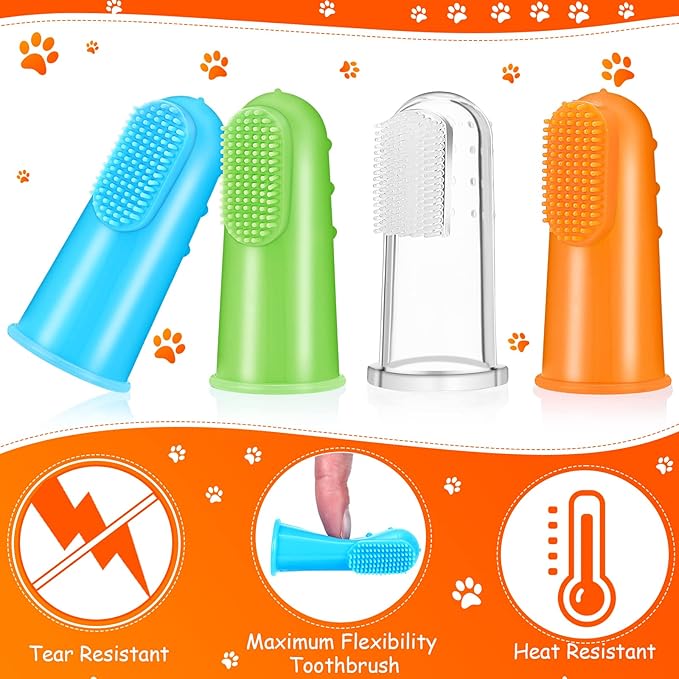 Nuogo 80 Count Dog Toothbrush Soft Finger Brushes Pet Finger Toothbrush Easy Teeth Cleaning Dog Tooth Brush Oral Care Pet Dental Brush Cleaning for Small Cats and Puppy