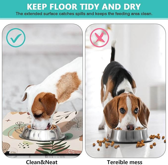 Pet Feeding Mat for Floors Waterproof Dog Mat for Food and Water Absorbent Quick Dry Non Slip mat for Cat Bowls