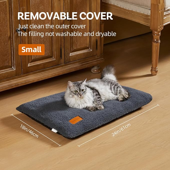 Self Warming Cat Bed Self Heating Pad 24 x 18 inch Thermal Pet mat for Indoor Outdoor Pets Double Filled Cat Mat with Washable Removable Cover Non-Slip Bottom (Dark Gray)