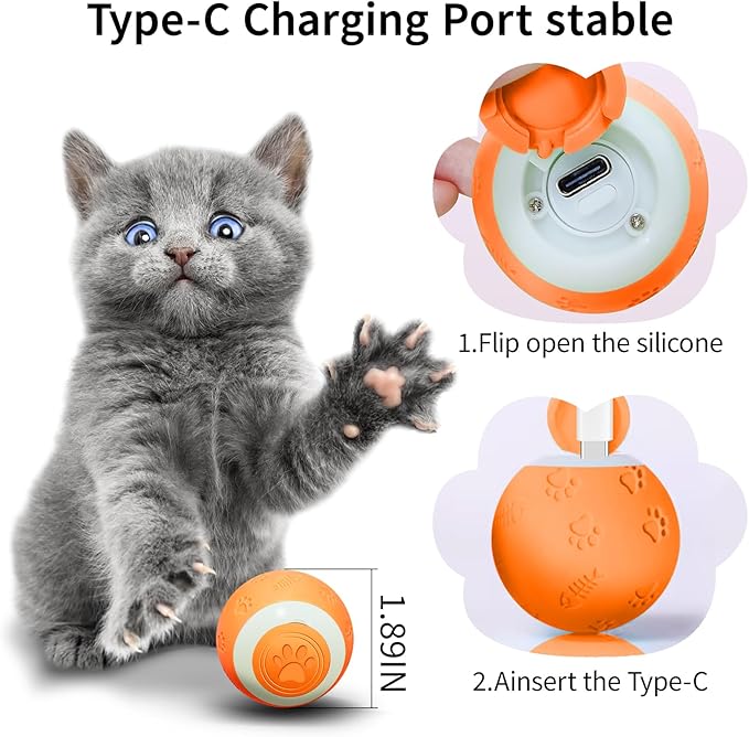 SEALON Electric Interactive Cat Toy Ball,Indoor Cat Play Ball, Suitable for Cats Over 6 Months for Exercise, Weight Loss, and Fun