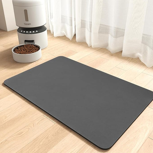 MontVoo-Absorbent Pet Feeding Mat-No Stains Pet Mat for Food and Water Bowl-Quick Dry Cat & Dog Food Mat Water Dispenser Mat-Pet Supplies Mat-Dog Water Bowl Mat for Messy Drinker Dark Grey