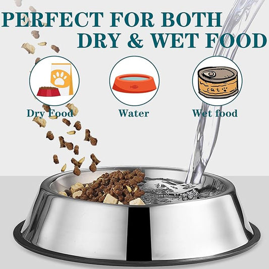 3Packs Cat-Bowls Cat Food Bowl - 4.5 Inch Non-Slip Stainless Steel Small Cats Wet Food Bowls 7 Oz Pet Feeding Bowl Whisker Fatigue Relief Cats Water Container for Kitten Puppy Small Dog