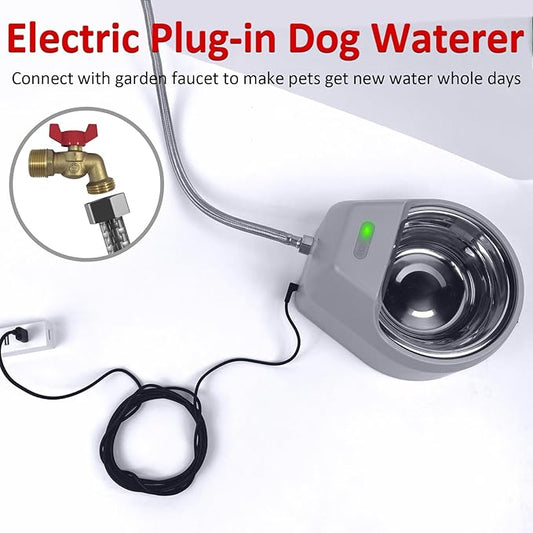 Dog Water Fountain Auto Filling Dog Water Dispenser Connect Water Supply, USB Supply Auto Replenish Water Dog Bowl