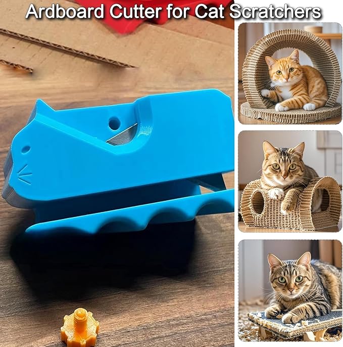 Creative Cat Scratching Board Cutter Cat Scratching Cardboard Cutter, 3D Printing Cardboard Cutter, Stripping Tool, Cardboard Handheld Cardboard Recycling Cutting Tool, Cardboard Cutter for Cat (Red)
