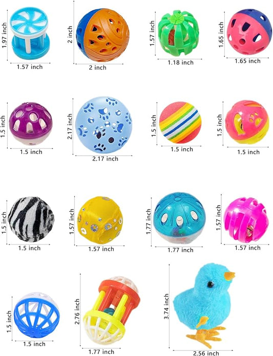 43-Pack Cat Toy Bundle for Kittens and Adult Cats, Long-Lasting Fun (1.5'' - 3.74'', Cat Toys Ultimate Pack)