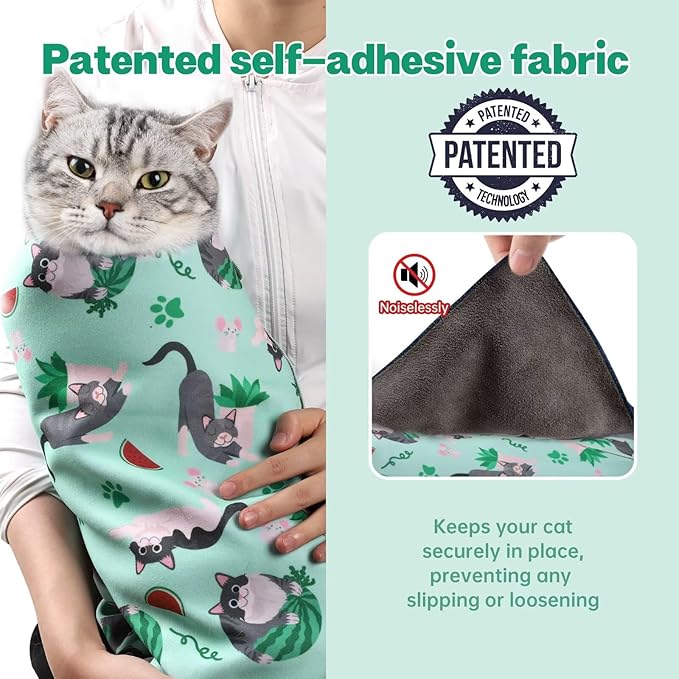 Paw Legend 35.4" Cat Wrap for Grooming Cat Wrap for Cutting Nails Cat Restraint for Nail Clipping Self Adhesive Blanket Restraint Cloth for Cats Within 22lbs