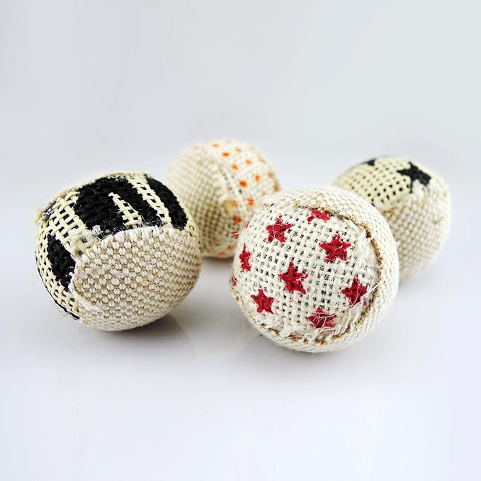 TTcat Canvas Cat Toys Balls for Indoor Cats, Interactive Toys for Cat Kitty Kitten,4 Pack