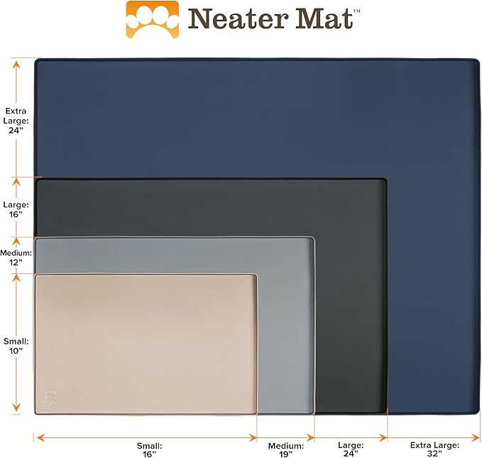 Neater Pet Brands Neater Mat Pet Mats for Food and Water, Cat & Dog Bowl Mat Waterproof Silicone, Feeding Tray, Dog Food Mats for Floors, Placemat w/Raised Edge for Under Bowls, 19” x 12”, Brown