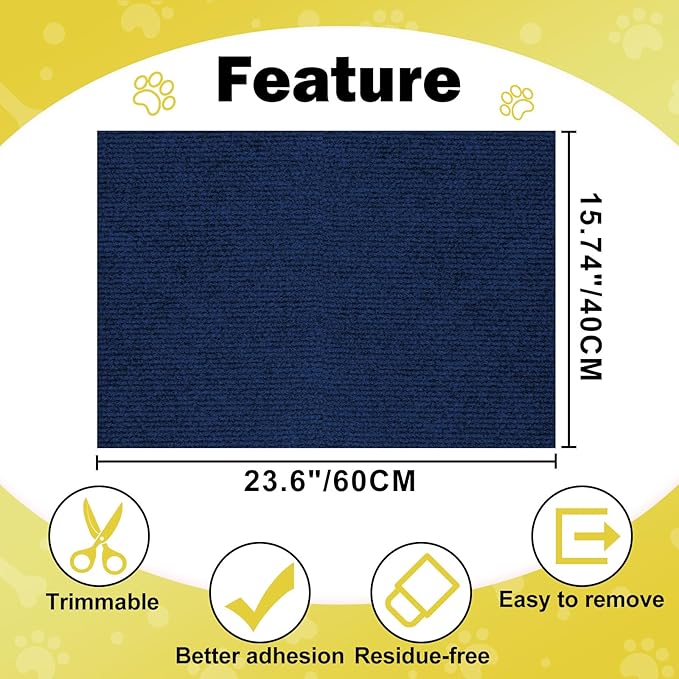 23.6x15.8 Couch Wall Corner Protection for Indoor Cats,Anti Scratch Furniture Protector from Cats Scratching,Trimmable Climbing Cat Scratcher Pad Play Mat Easy Use for Cat Board/Door/Carpet