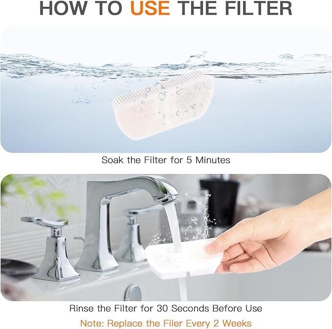 Cat Water Fountain Filters for 84oz/2.5L Petilog Pet Water Dispenser Fountain (4 Filters& 4Sponges)