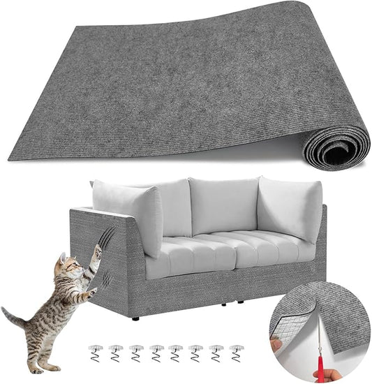 78.7"x15.8" Cat Scratch Mat,Trimmable Self-Adhesive Carpet,DIY Climb Cat Scratcher for Cat Couch Furniture or Wall Protector, Cat Scratching Post Tower Replacement Pads (LightGrey, 78.7x15.8In)