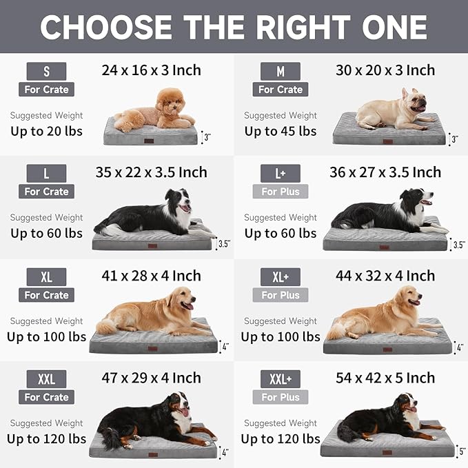 OhGeni Orthopedic Waterproof & Machine Washable Dog Bed for Medium Large Pets, Suitable for Crates, Cat Mat with 25D Egg Crate Foam, Removable Cover & Invisible Zipper, 35 Inches(Khaki)