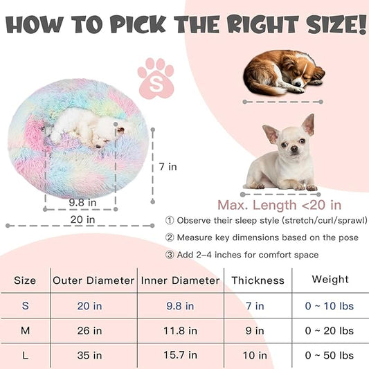 Himax Small Dog Bed, Fluffy Dog Bed with Blanket Attached, Cat Bed Washable, Multi-Colored (20"/26"/35")…