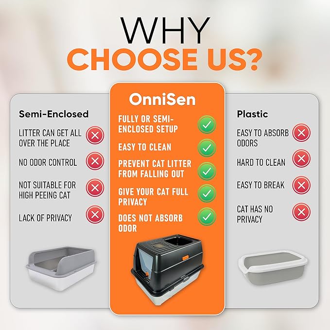 Stainless Steel Litter Box with Lid, Metal Litter Box with Scoop and Pedal, Non-Stick Top Entry Kitty Box, Covered Litter Boxes, Extra Large Cat Stainless Litter Boxes with Mat (Black)