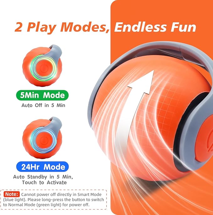 Interactive Cat Toy for Indoor Cats, Speedy Ball with Tail, Automatic Moving Cat Balls for Bored Indoor Adult Cats, 360°Automatic Rolling Ball Toy, Two Speed Adjustment(Orange)