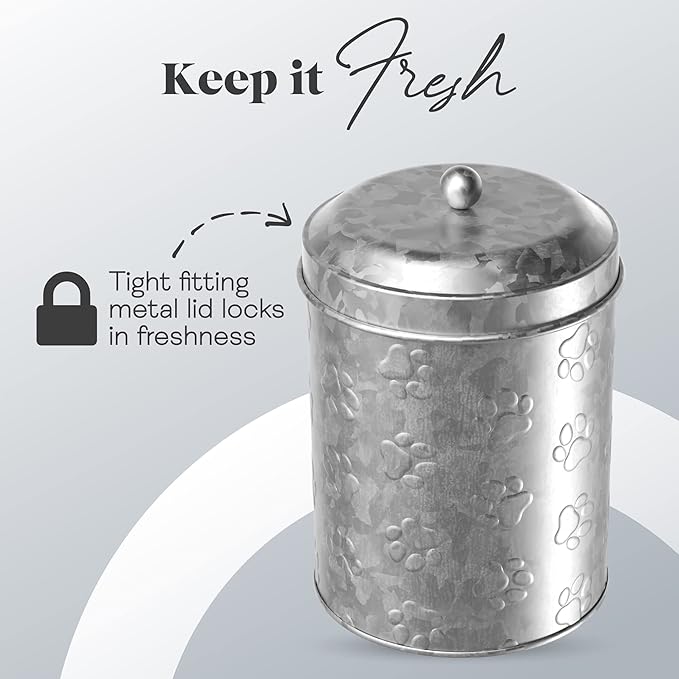 Amici Home Puppy Paws Galvanized Metal Food Canister (7CDI070)
