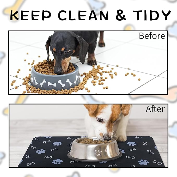 Pet Cat Dog Food Mat Non Slip Mat for Dog Water Bowl Mat Quick Dry Absorbent Cat Feeding Mat, 24 * 16.9 in, Brown